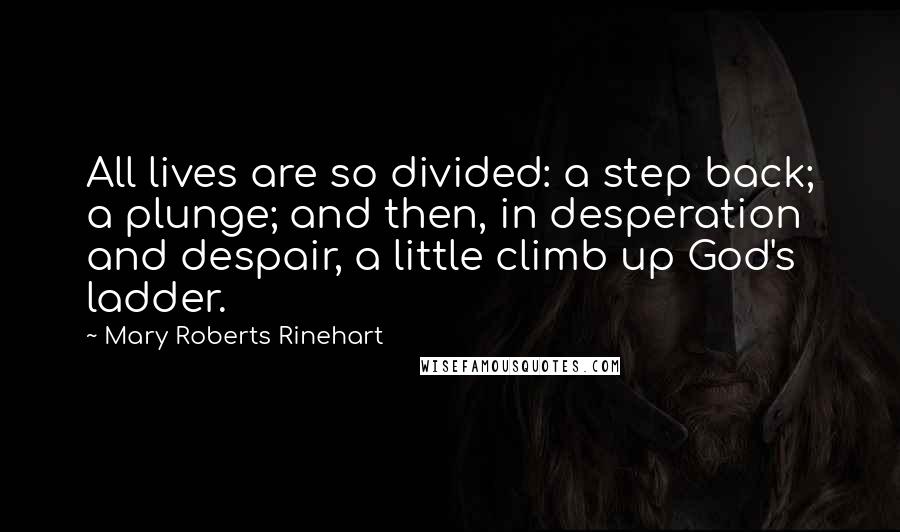 Mary Roberts Rinehart Quotes: All lives are so divided: a step back; a plunge; and then, in desperation and despair, a little climb up God's ladder.