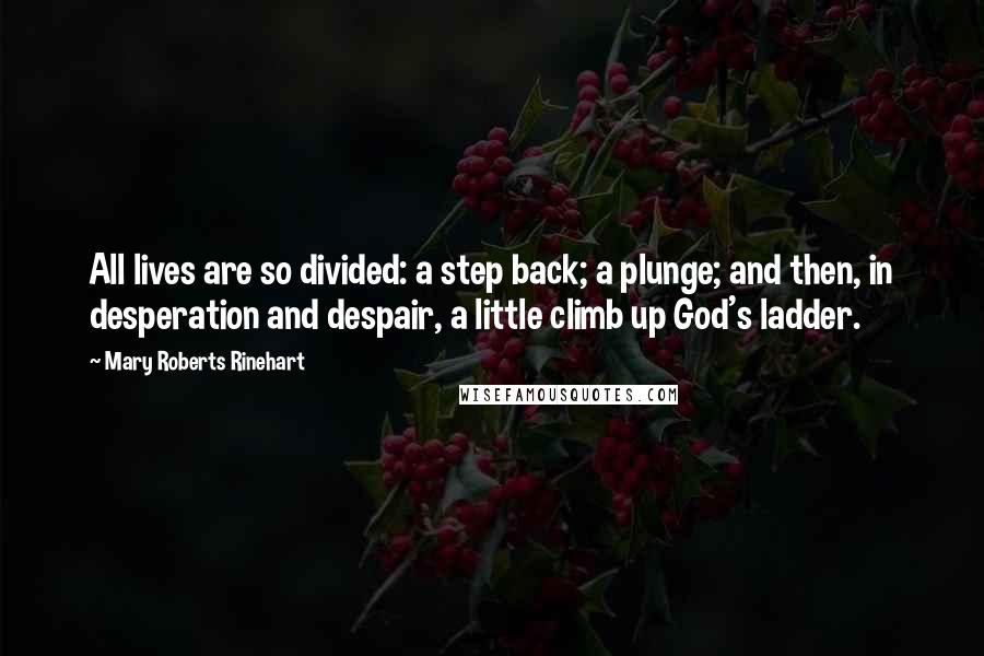 Mary Roberts Rinehart Quotes: All lives are so divided: a step back; a plunge; and then, in desperation and despair, a little climb up God's ladder.