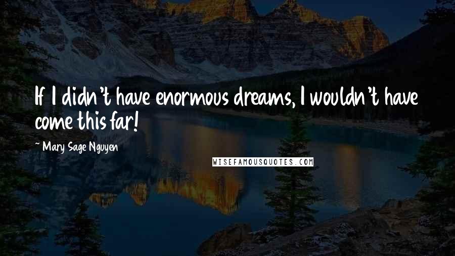 Mary Sage Nguyen Quotes: If I didn't have enormous dreams, I wouldn't have come this far!