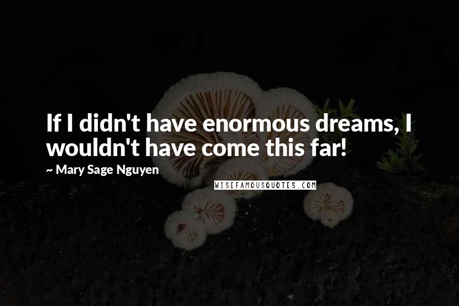 Mary Sage Nguyen Quotes: If I didn't have enormous dreams, I wouldn't have come this far!