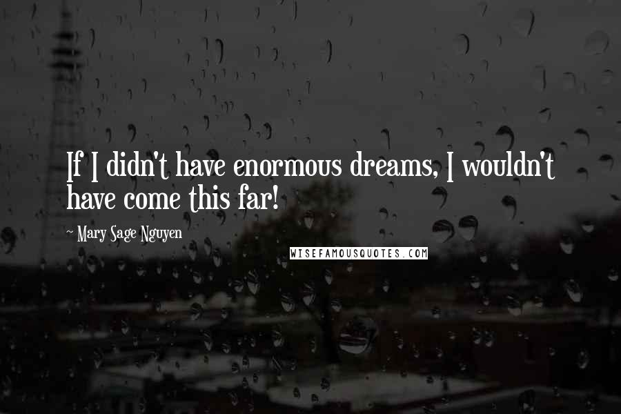 Mary Sage Nguyen Quotes: If I didn't have enormous dreams, I wouldn't have come this far!