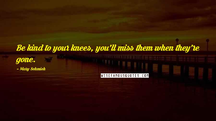 Mary Schmich Quotes: Be kind to your knees, you'll miss them when they're gone.