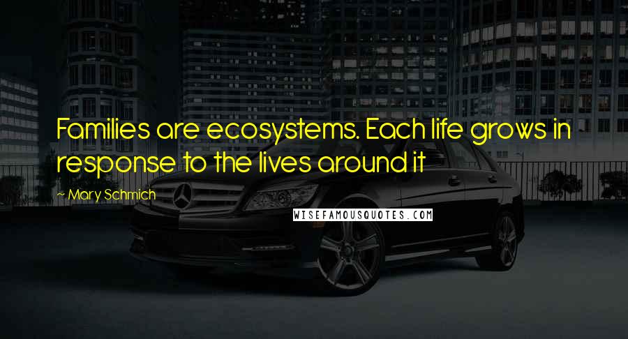 Mary Schmich Quotes: Families are ecosystems. Each life grows in response to the lives around it