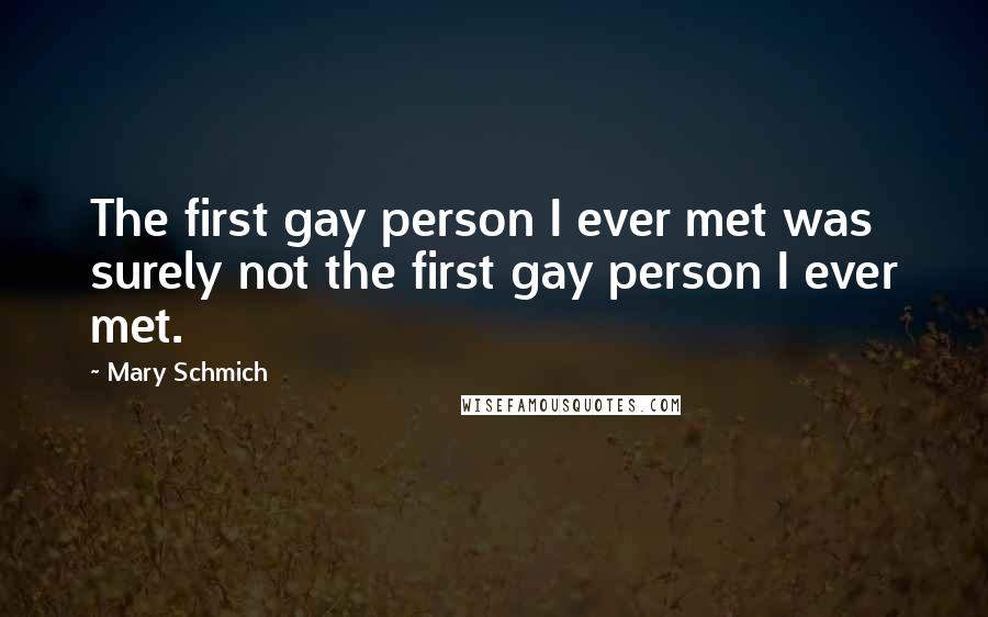 Mary Schmich Quotes: The first gay person I ever met was surely not the first gay person I ever met.