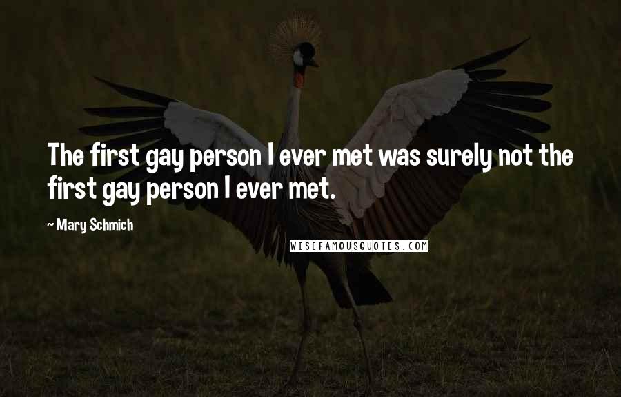 Mary Schmich Quotes: The first gay person I ever met was surely not the first gay person I ever met.