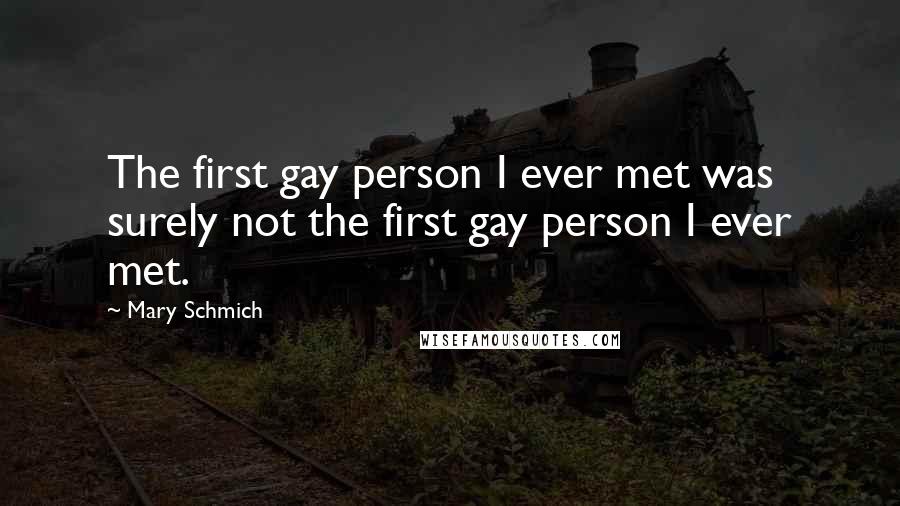 Mary Schmich Quotes: The first gay person I ever met was surely not the first gay person I ever met.