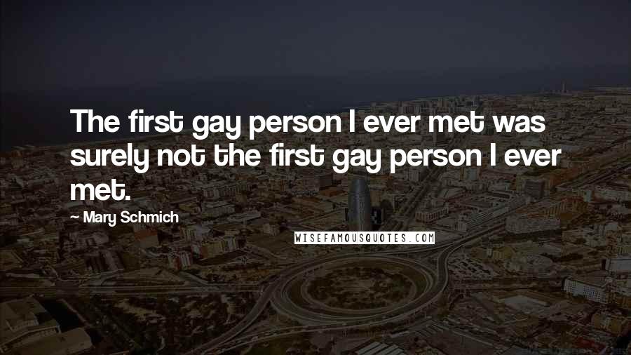 Mary Schmich Quotes: The first gay person I ever met was surely not the first gay person I ever met.