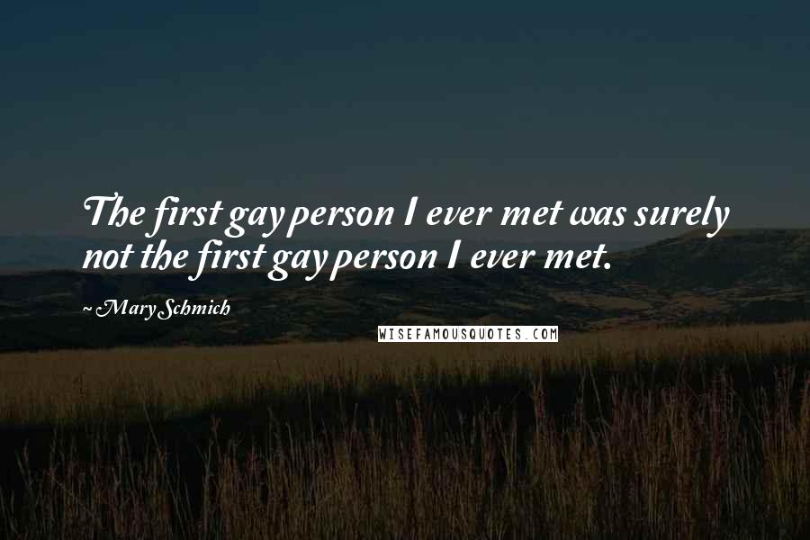 Mary Schmich Quotes: The first gay person I ever met was surely not the first gay person I ever met.