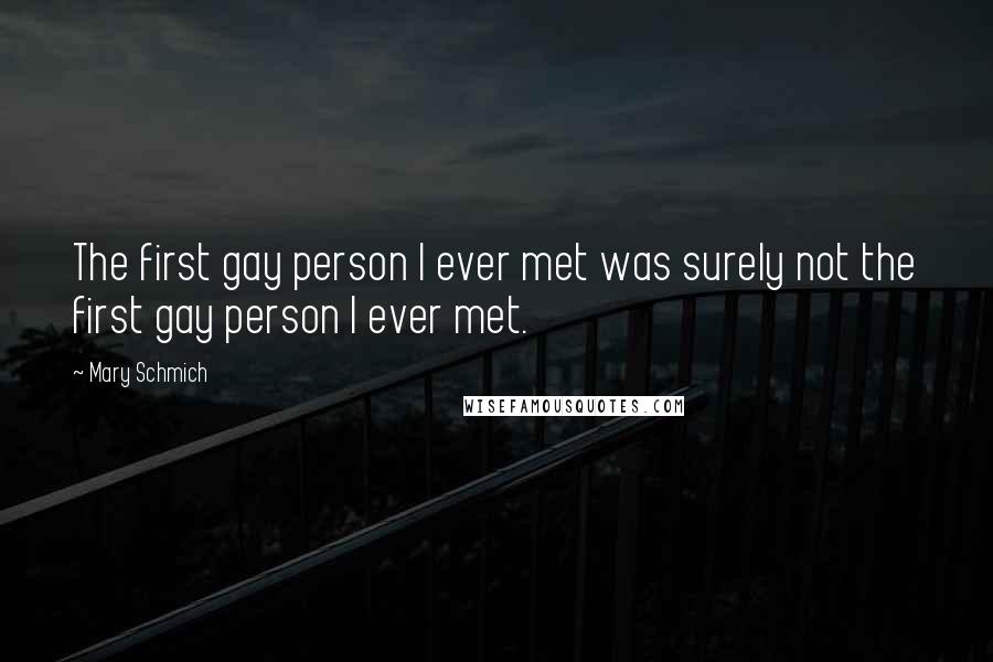 Mary Schmich Quotes: The first gay person I ever met was surely not the first gay person I ever met.