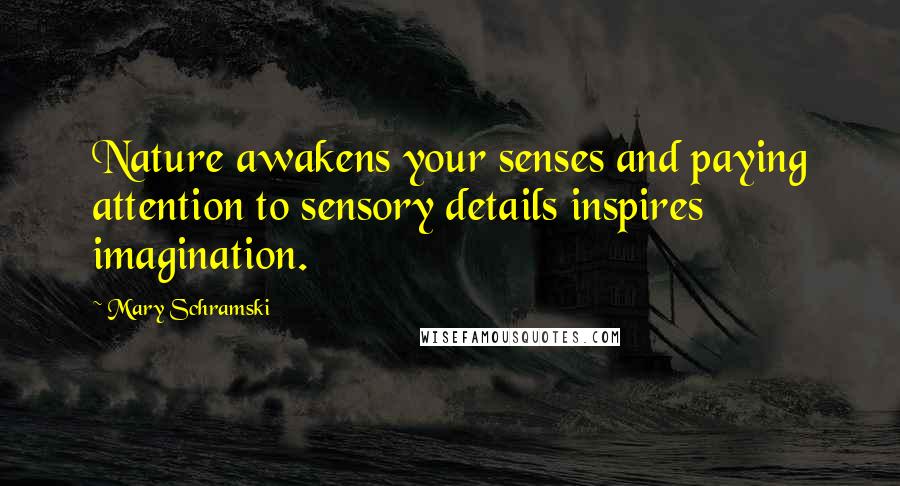 Mary Schramski Quotes: Nature awakens your senses and paying attention to sensory details inspires imagination.