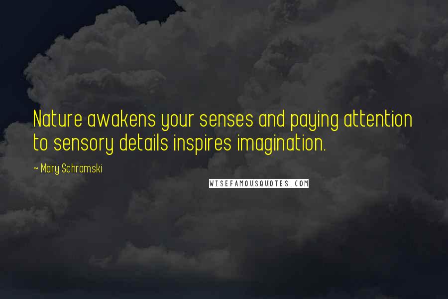 Mary Schramski Quotes: Nature awakens your senses and paying attention to sensory details inspires imagination.