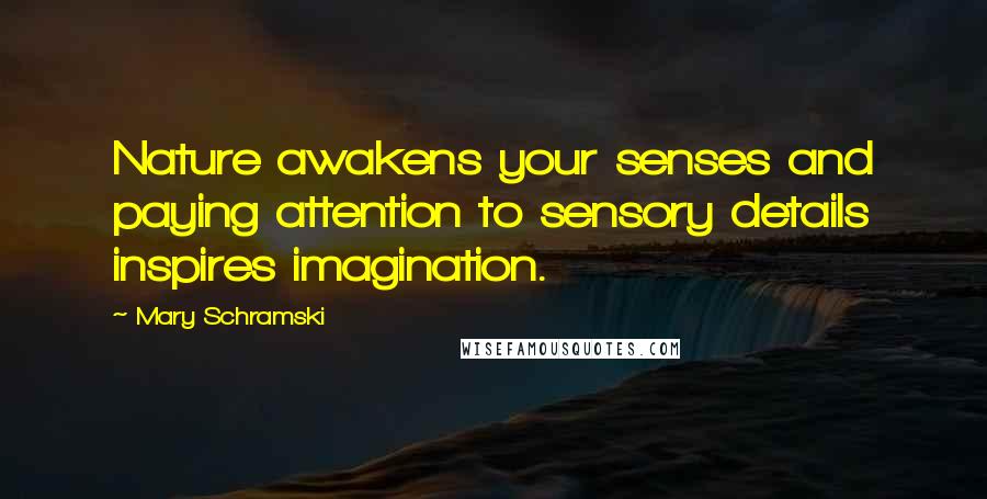 Mary Schramski Quotes: Nature awakens your senses and paying attention to sensory details inspires imagination.