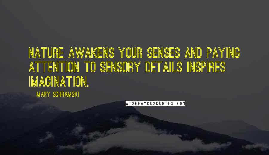 Mary Schramski Quotes: Nature awakens your senses and paying attention to sensory details inspires imagination.