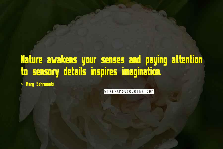 Mary Schramski Quotes: Nature awakens your senses and paying attention to sensory details inspires imagination.