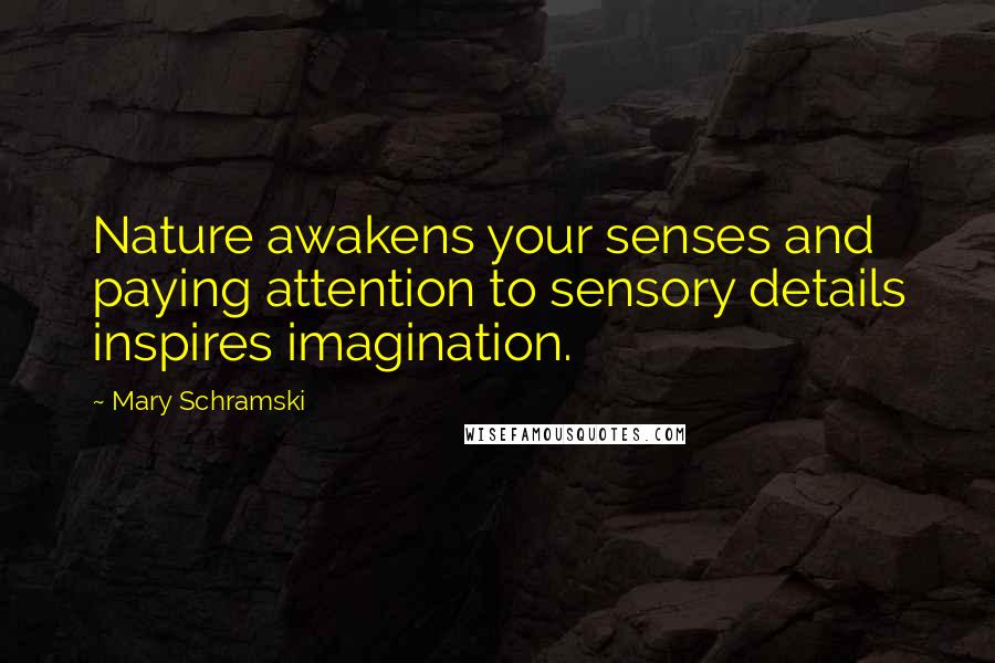 Mary Schramski Quotes: Nature awakens your senses and paying attention to sensory details inspires imagination.