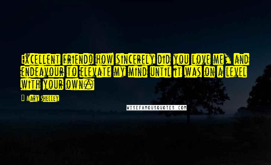 Mary Shelley Quotes: Excellent friend! how sincerely did you love me, and endeavour to elevate my mind until it was on a level with your own.