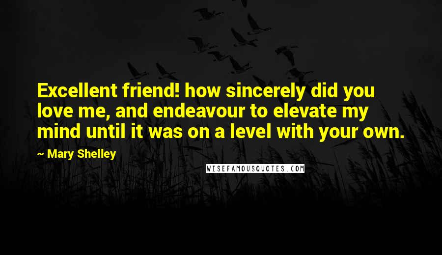 Mary Shelley Quotes: Excellent friend! how sincerely did you love me, and endeavour to elevate my mind until it was on a level with your own.