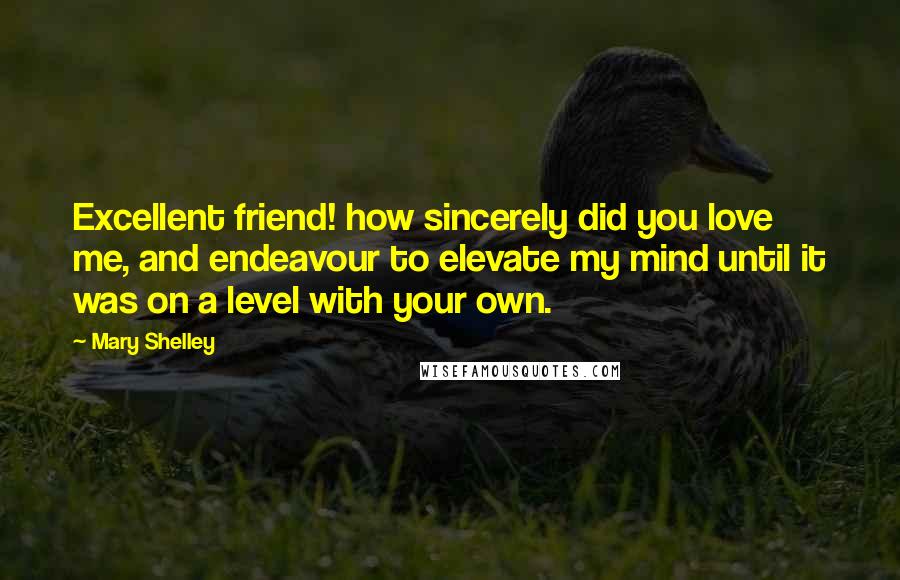 Mary Shelley Quotes: Excellent friend! how sincerely did you love me, and endeavour to elevate my mind until it was on a level with your own.