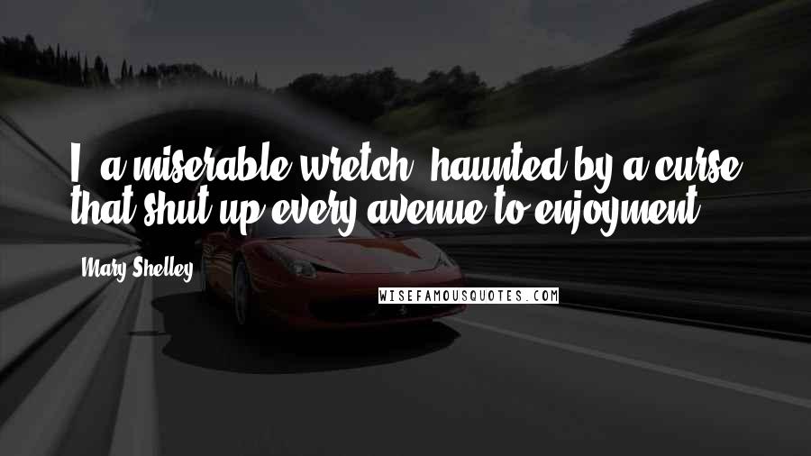 Mary Shelley Quotes: I, a miserable wretch, haunted by a curse that shut up every avenue to enjoyment.