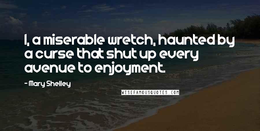 Mary Shelley Quotes: I, a miserable wretch, haunted by a curse that shut up every avenue to enjoyment.