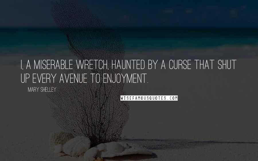 Mary Shelley Quotes: I, a miserable wretch, haunted by a curse that shut up every avenue to enjoyment.