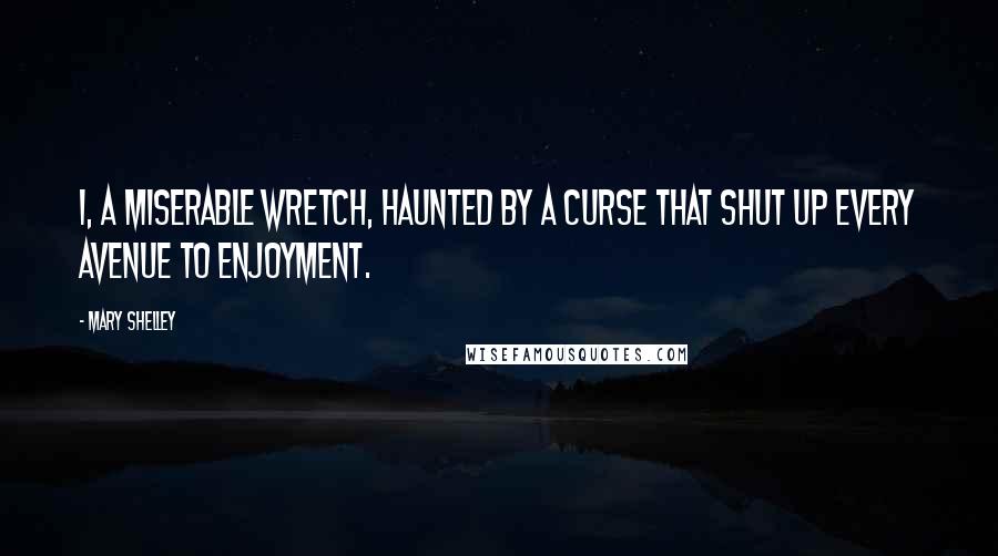 Mary Shelley Quotes: I, a miserable wretch, haunted by a curse that shut up every avenue to enjoyment.