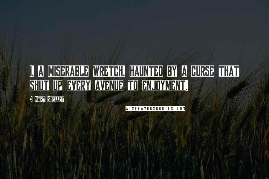 Mary Shelley Quotes: I, a miserable wretch, haunted by a curse that shut up every avenue to enjoyment.