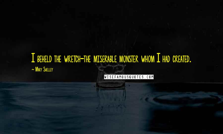 Mary Shelley Quotes: I beheld the wretch-the miserable monster whom I had created.