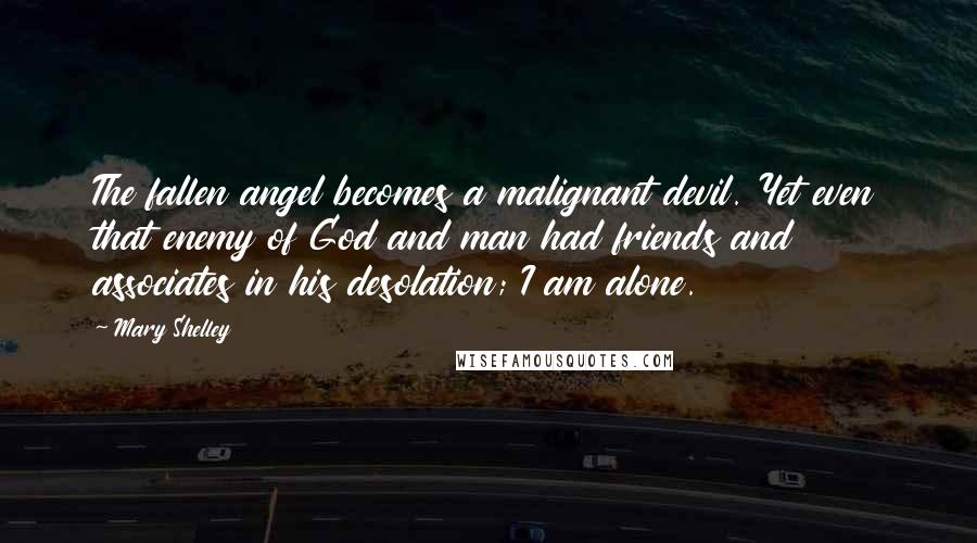 Mary Shelley Quotes: The fallen angel becomes a malignant devil. Yet even that enemy of God and man had friends and associates in his desolation; I am alone.