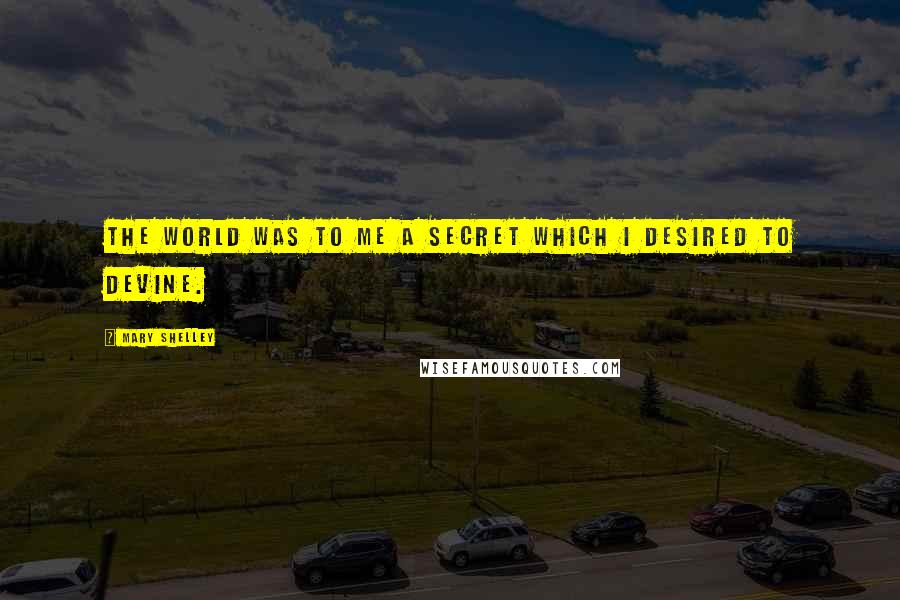 Mary Shelley Quotes: The world was to me a secret which I desired to devine.