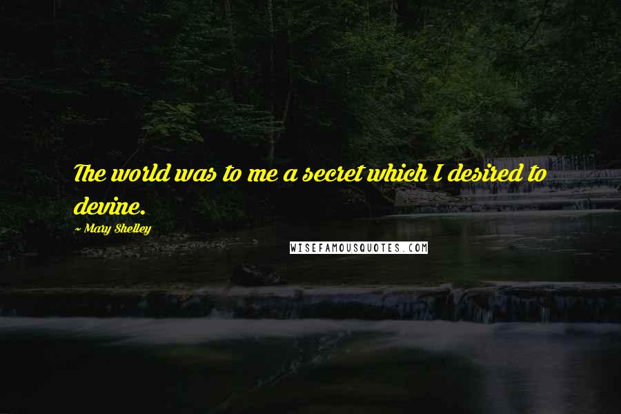 Mary Shelley Quotes: The world was to me a secret which I desired to devine.