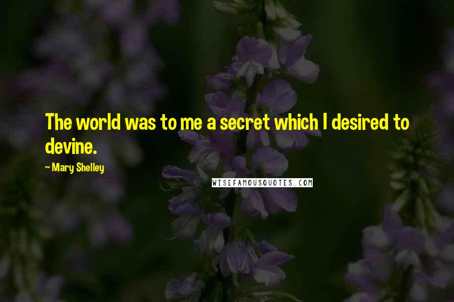 Mary Shelley Quotes: The world was to me a secret which I desired to devine.
