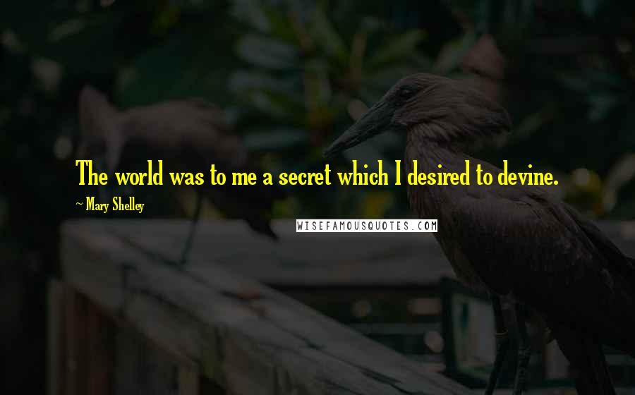 Mary Shelley Quotes: The world was to me a secret which I desired to devine.