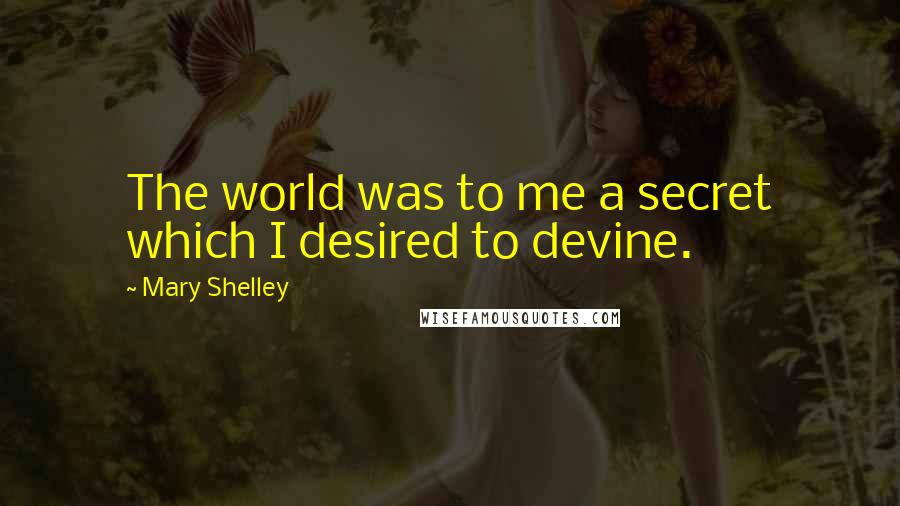 Mary Shelley Quotes: The world was to me a secret which I desired to devine.