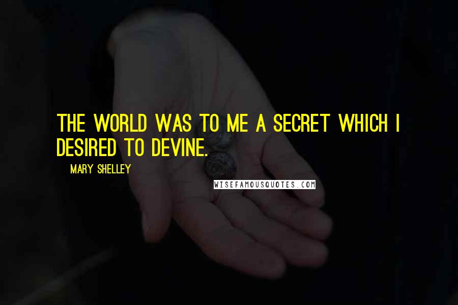 Mary Shelley Quotes: The world was to me a secret which I desired to devine.