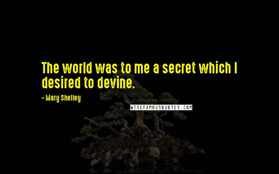 Mary Shelley Quotes: The world was to me a secret which I desired to devine.