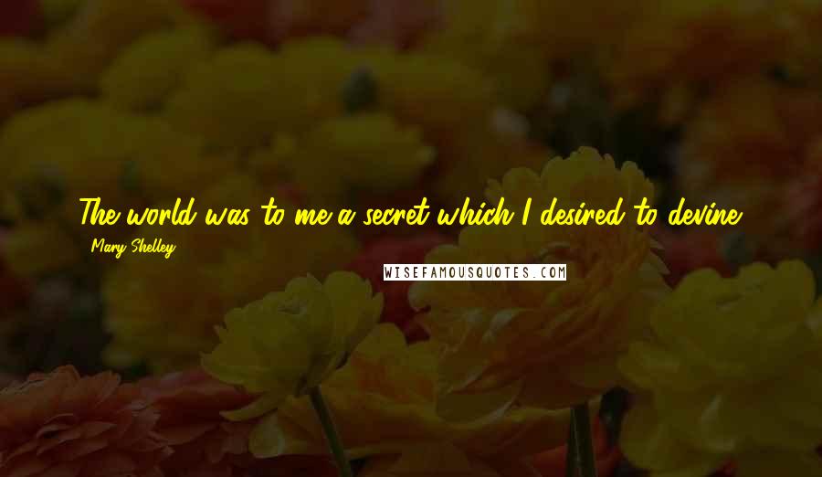 Mary Shelley Quotes: The world was to me a secret which I desired to devine.