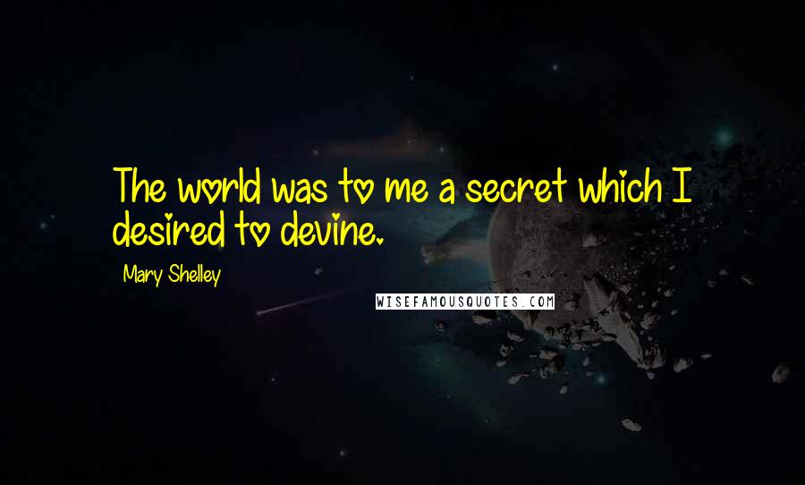 Mary Shelley Quotes: The world was to me a secret which I desired to devine.