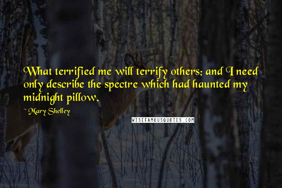 Mary Shelley Quotes: What terrified me will terrify others; and I need only describe the spectre which had haunted my midnight pillow.