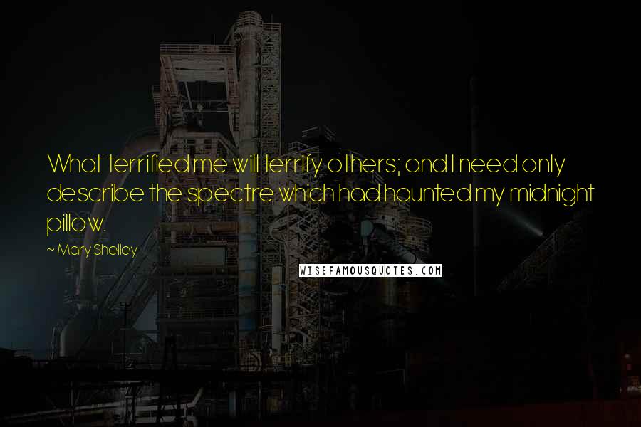 Mary Shelley Quotes: What terrified me will terrify others; and I need only describe the spectre which had haunted my midnight pillow.