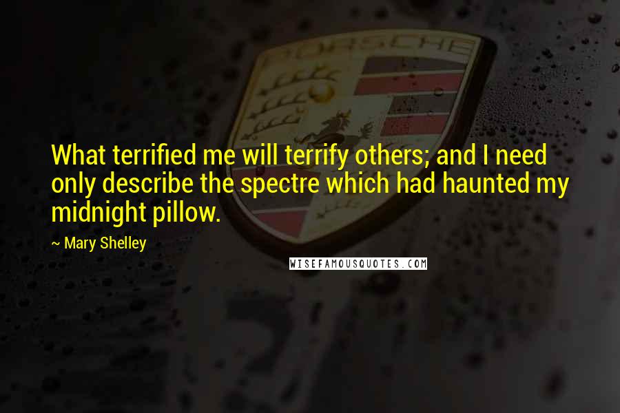 Mary Shelley Quotes: What terrified me will terrify others; and I need only describe the spectre which had haunted my midnight pillow.