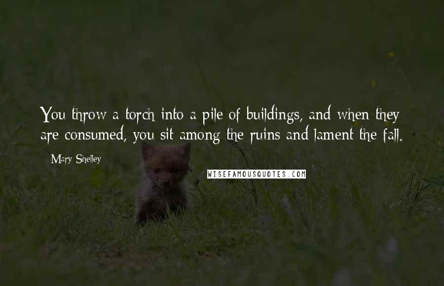 Mary Shelley Quotes: You throw a torch into a pile of buildings, and when they are consumed, you sit among the ruins and lament the fall.