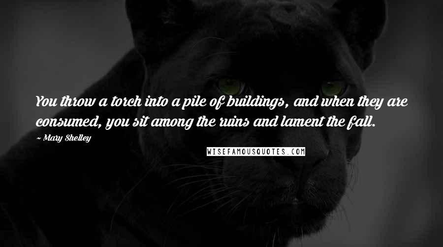 Mary Shelley Quotes: You throw a torch into a pile of buildings, and when they are consumed, you sit among the ruins and lament the fall.