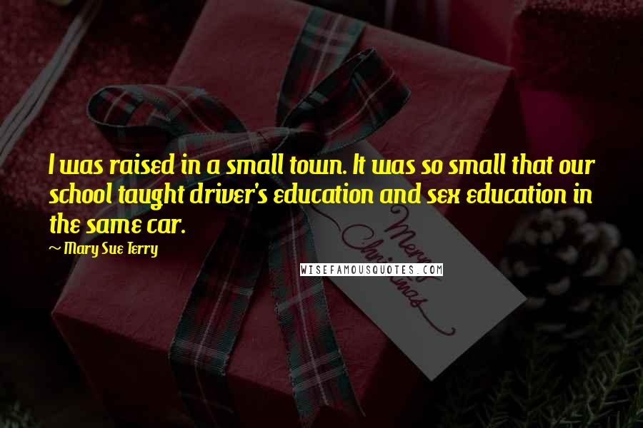 Mary Sue Terry Quotes: I was raised in a small town. It was so small that our school taught driver's education and sex education in the same car.