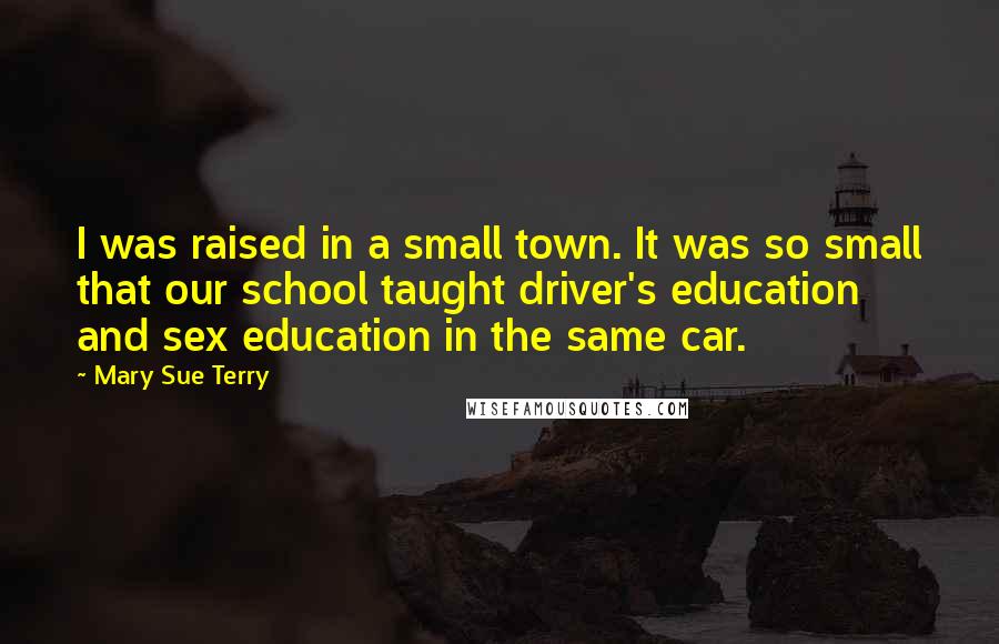 Mary Sue Terry Quotes: I was raised in a small town. It was so small that our school taught driver's education and sex education in the same car.