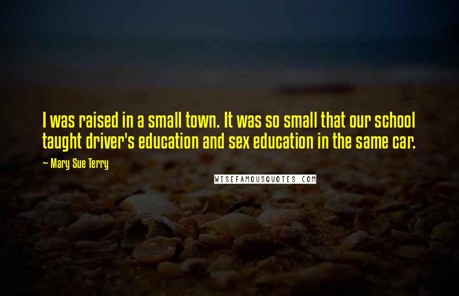 Mary Sue Terry Quotes: I was raised in a small town. It was so small that our school taught driver's education and sex education in the same car.