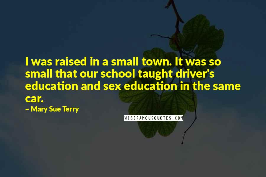 Mary Sue Terry Quotes: I was raised in a small town. It was so small that our school taught driver's education and sex education in the same car.