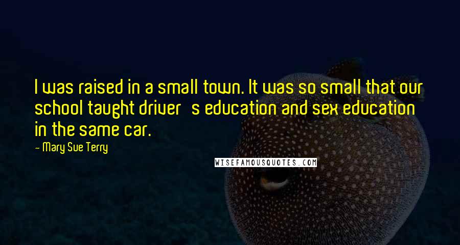 Mary Sue Terry Quotes: I was raised in a small town. It was so small that our school taught driver's education and sex education in the same car.