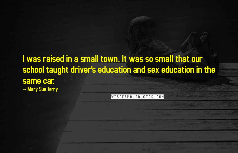 Mary Sue Terry Quotes: I was raised in a small town. It was so small that our school taught driver's education and sex education in the same car.