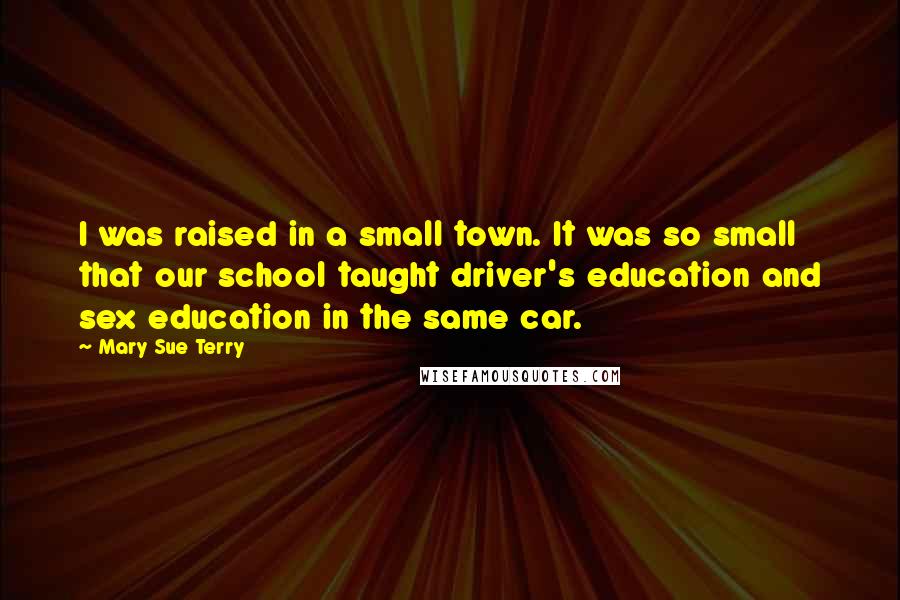 Mary Sue Terry Quotes: I was raised in a small town. It was so small that our school taught driver's education and sex education in the same car.